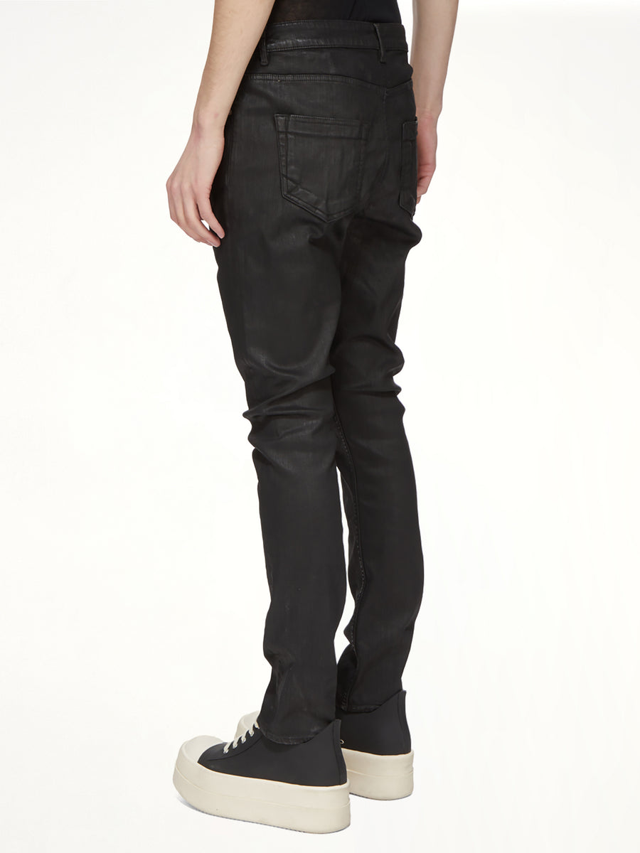 Stretch Denim Detroit Cut Jeans in Black Wax