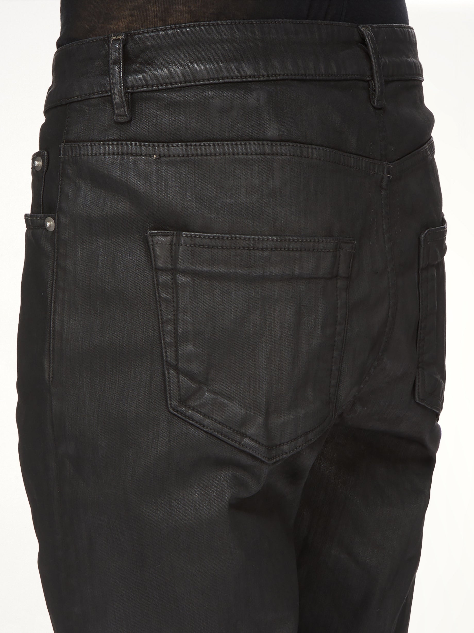 Stretch Denim Detroit Cut Jeans in Black Wax