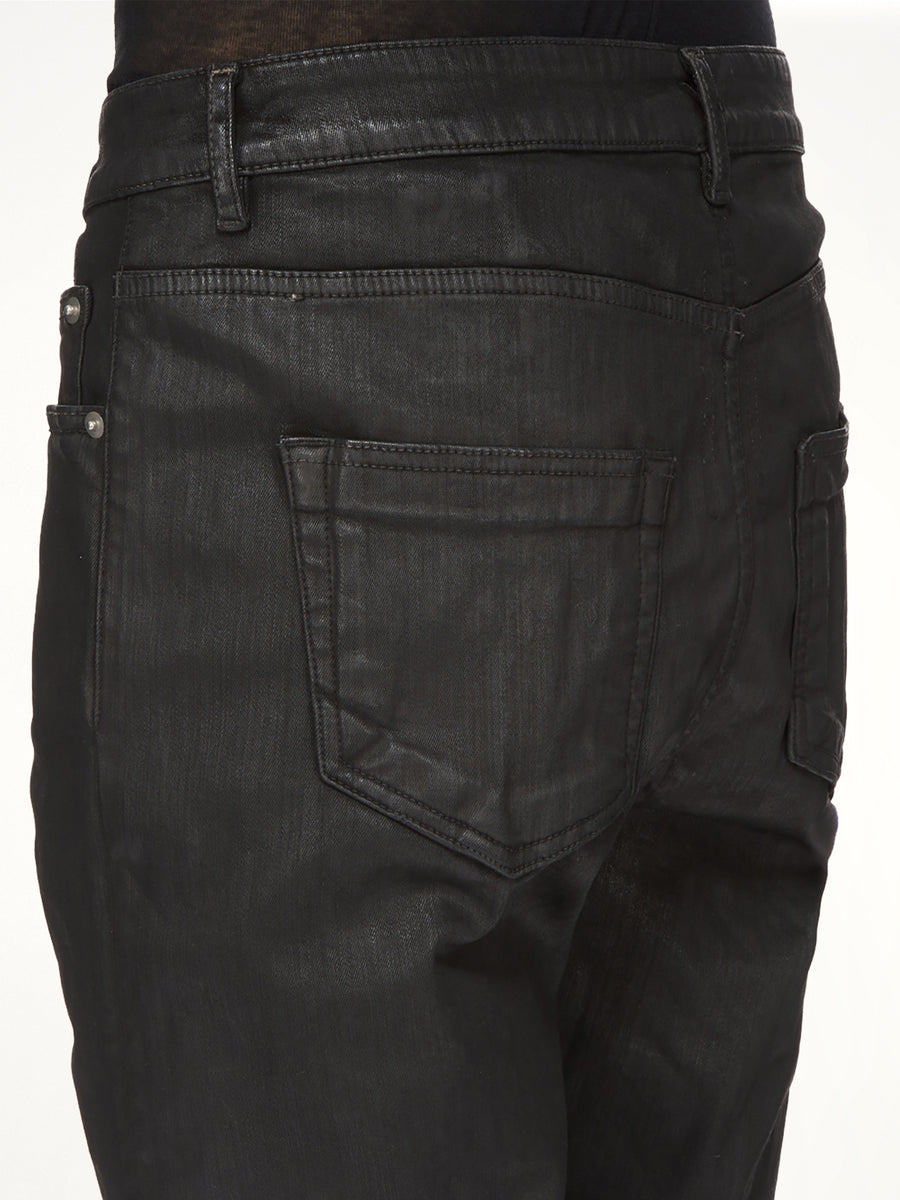 Stretch Denim Detroit Cut Jeans in Black Wax
