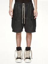 Megacrust Denim Cargobela Shorts in Black Wax