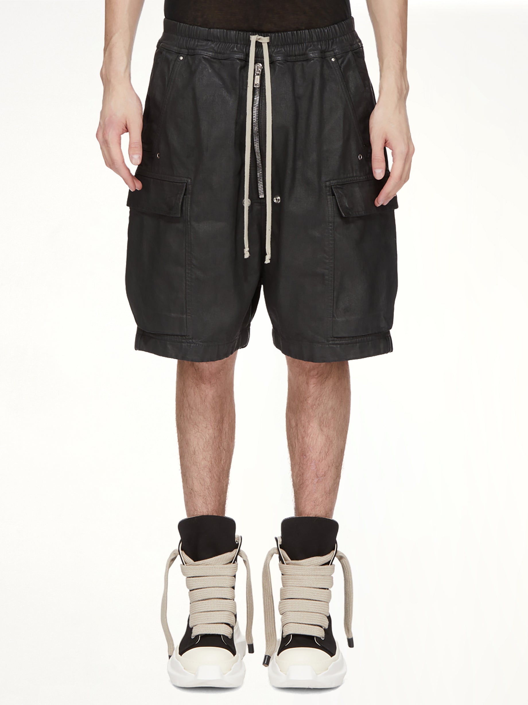 Megacrust Denim Cargobela Shorts in Black Wax