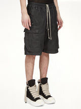 Megacrust Denim Cargobela Shorts in Black Wax