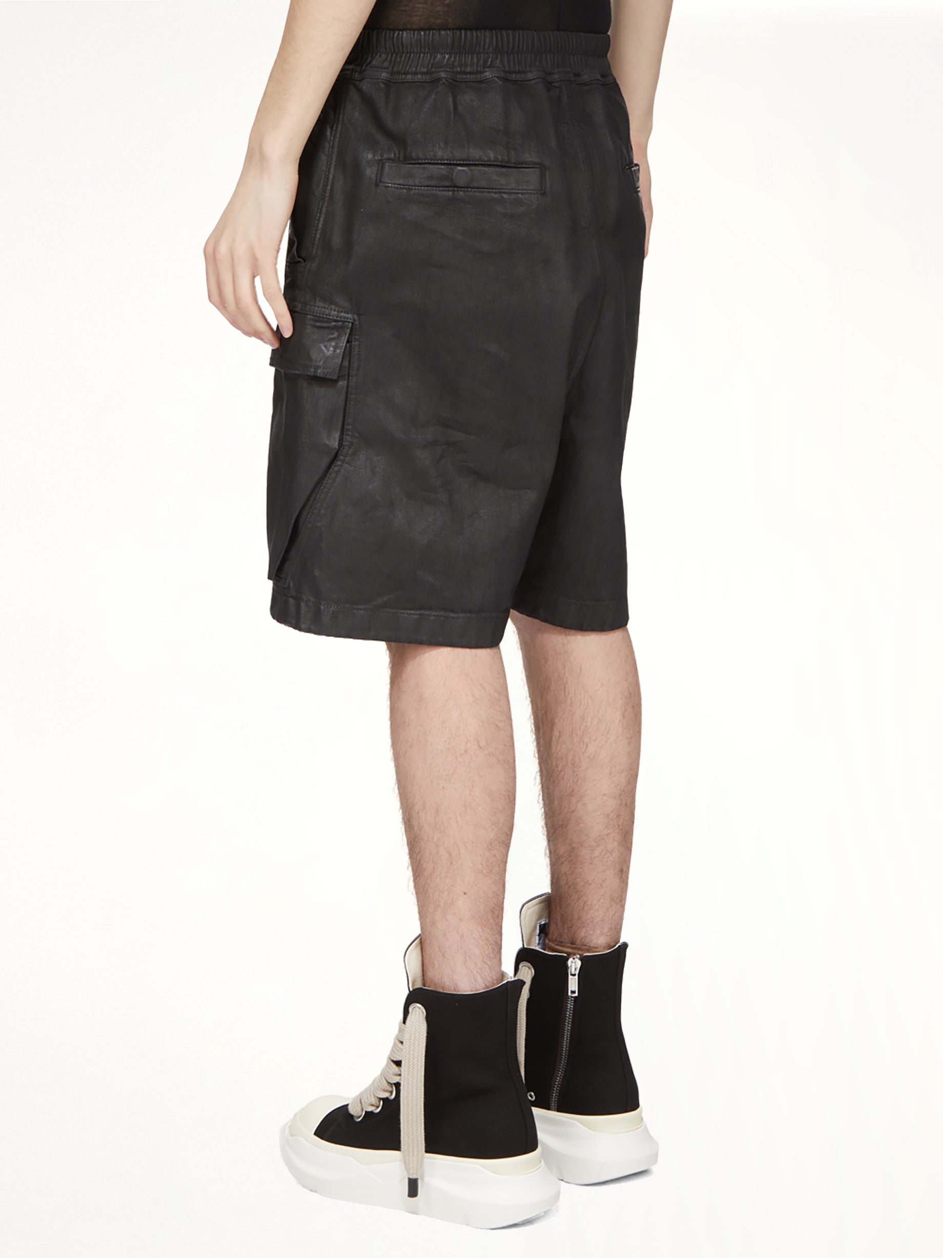Megacrust Denim Cargobela Shorts in Black Wax