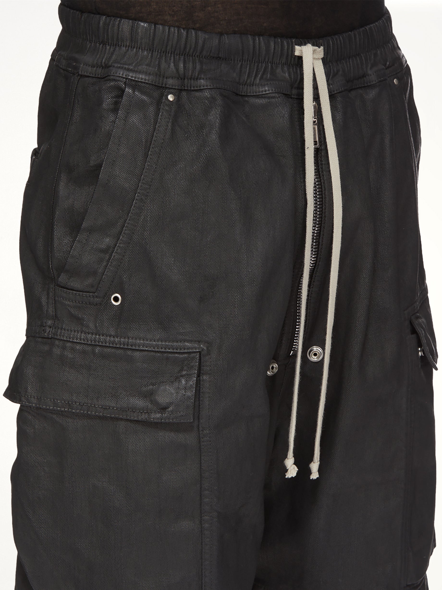 Megacrust Denim Cargobela Shorts in Black Wax