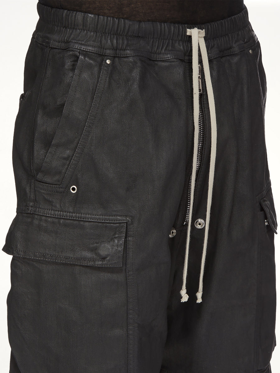 Megacrust Denim Cargobela Shorts in Black Wax