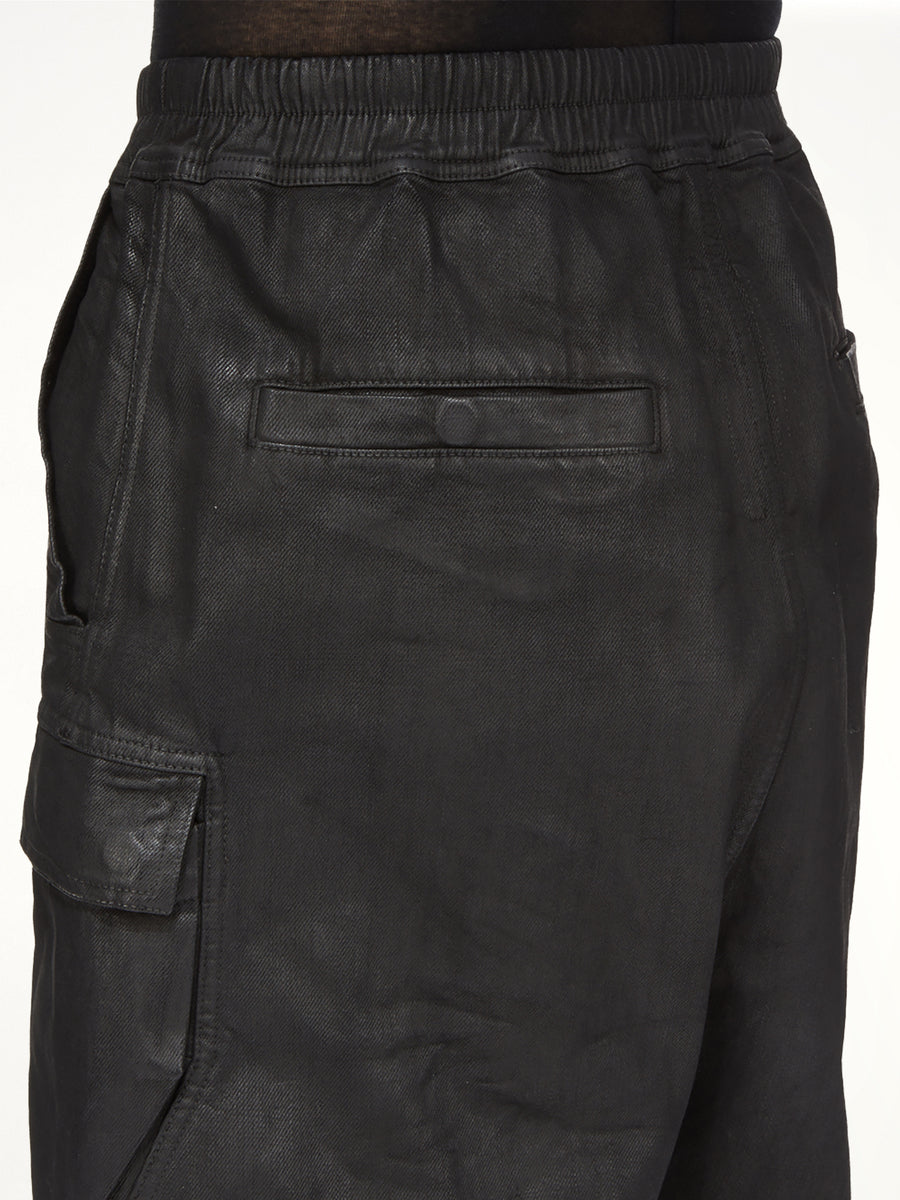 Megacrust Denim Cargobela Shorts in Black Wax