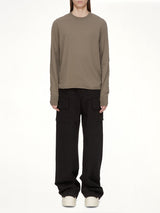 Cotton Twill Creatch Wide Cargo Drawstring Pants in Black