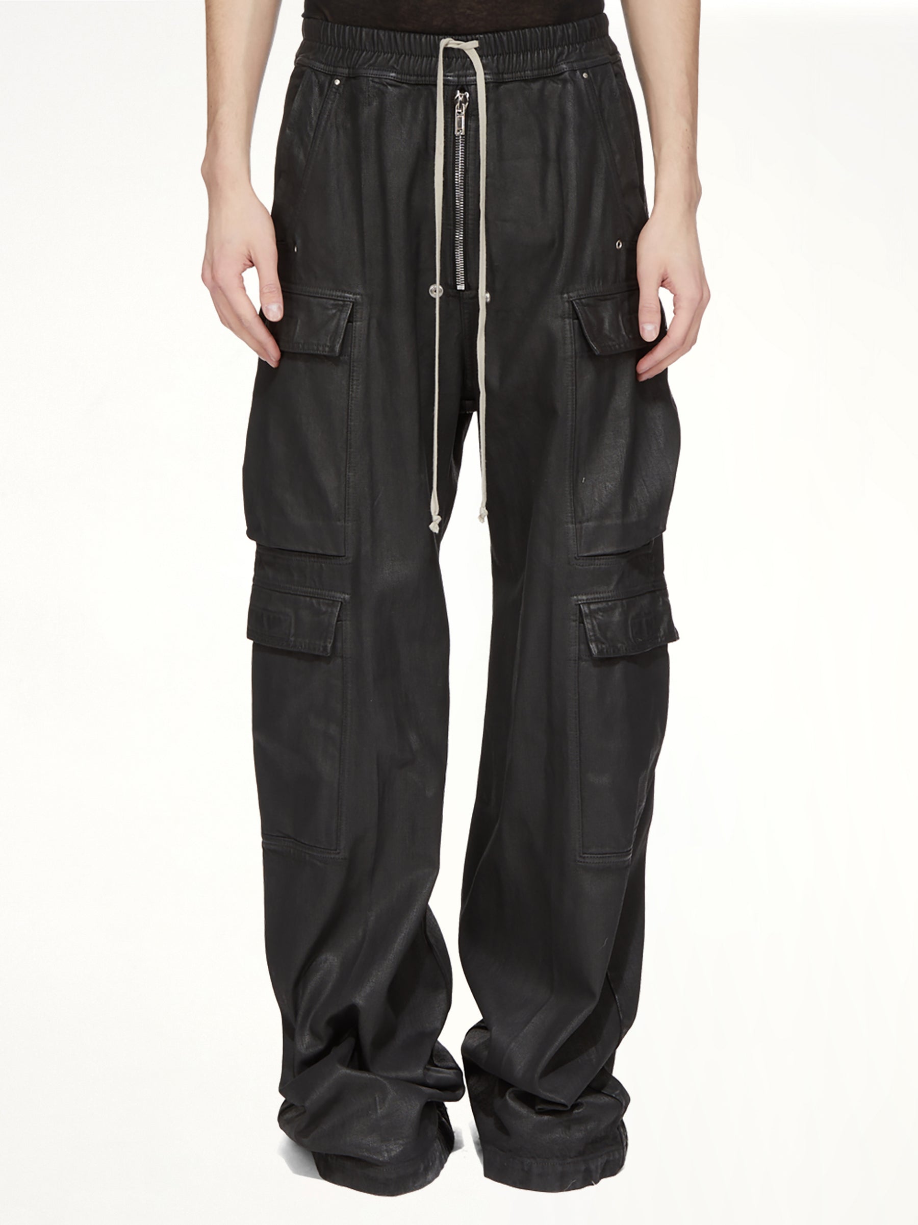 13oz Denim Double Cargo Jumbo Belas in Black Wax