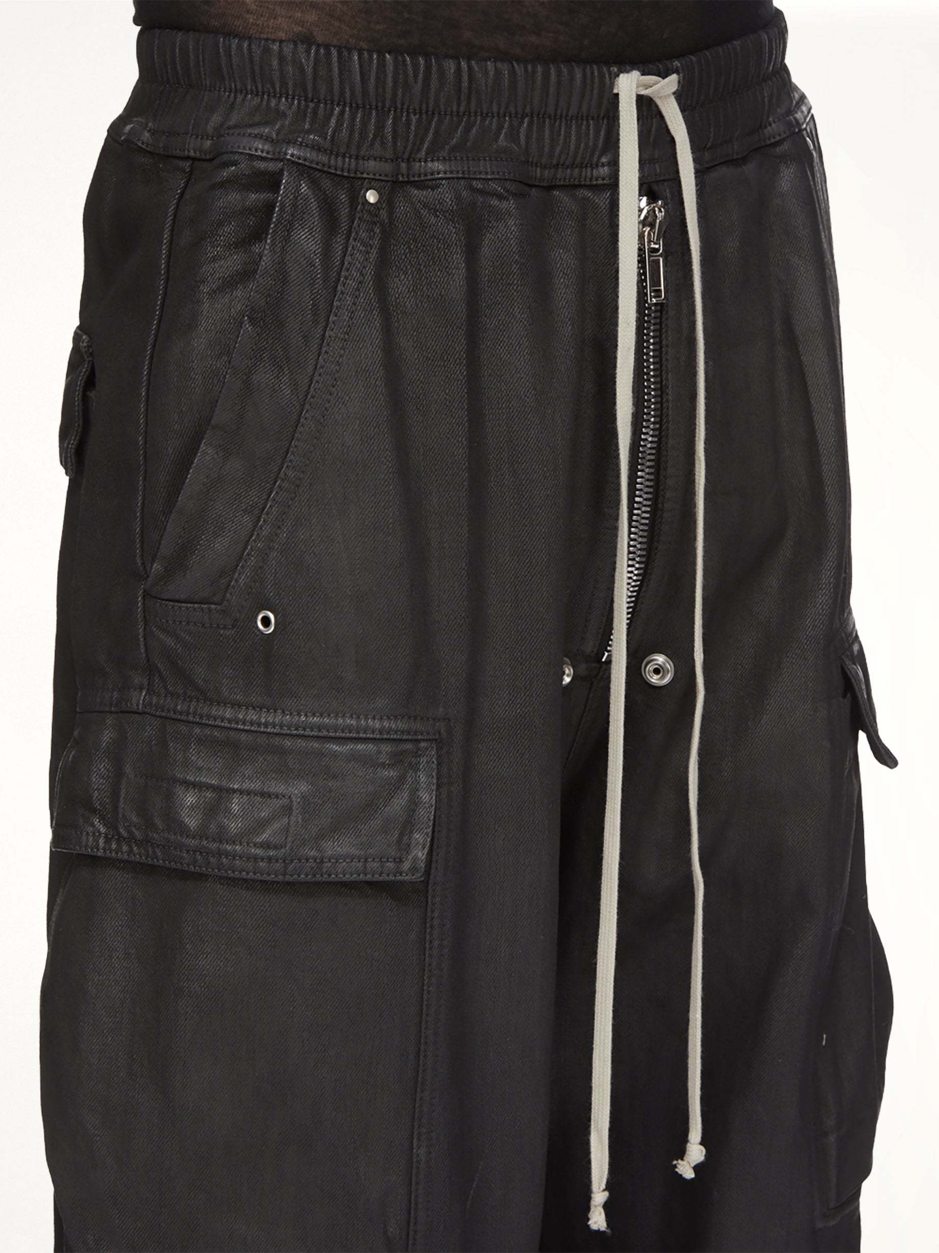13oz Denim Double Cargo Jumbo Belas in Black Wax