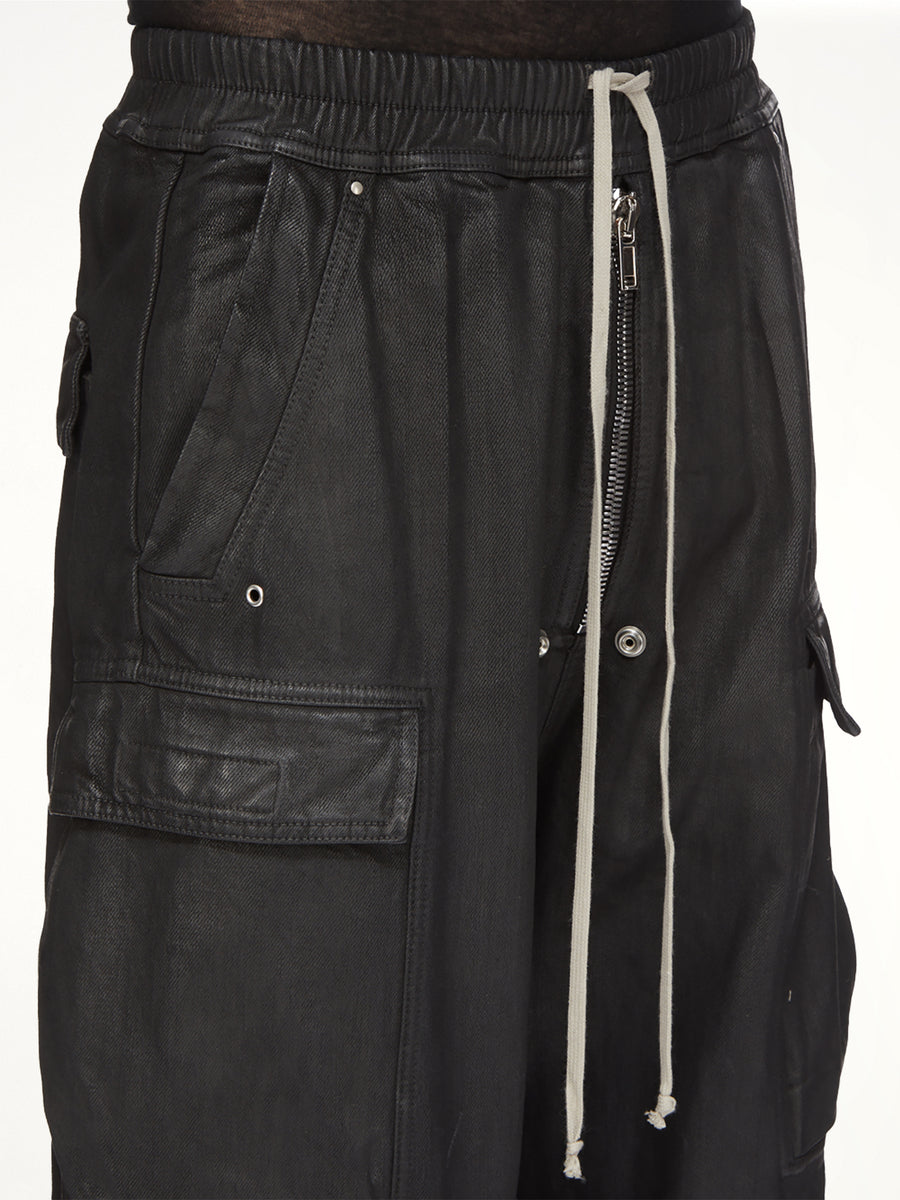 13oz Denim Double Cargo Jumbo Belas in Black Wax