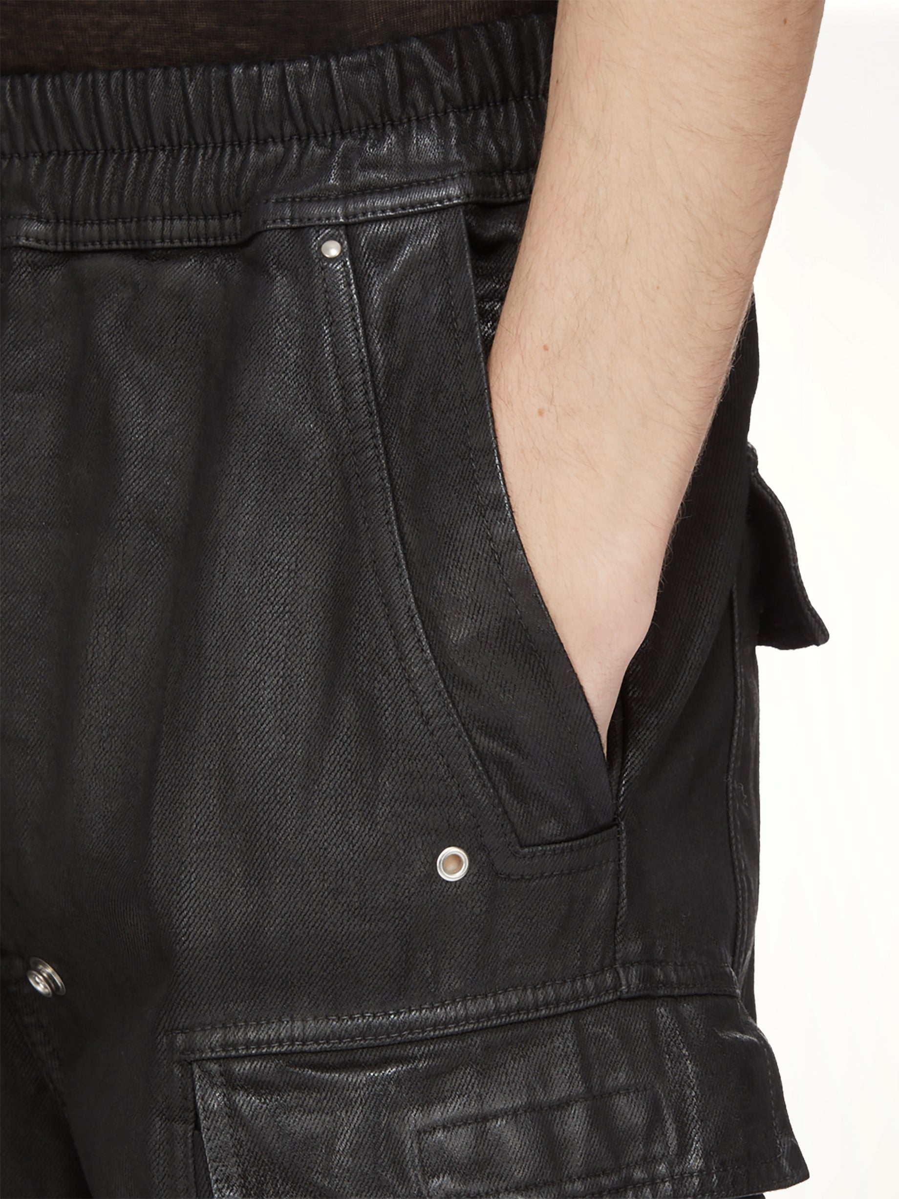 13oz Denim Double Cargo Jumbo Belas in Black Wax