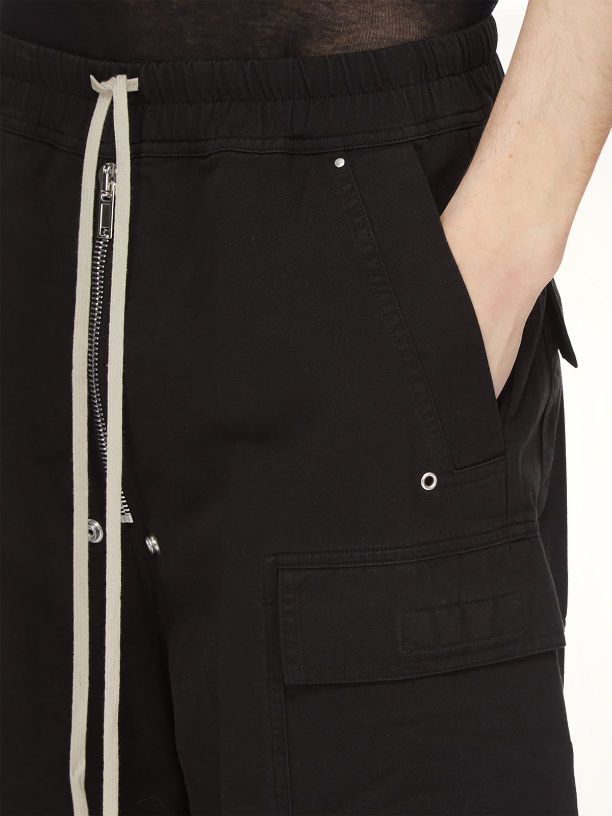 Cotton Twill Double Cargo Jumbo Belas in Black