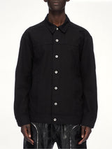 Cotton Canvas Jumbo Worker Denim Jacket in Black