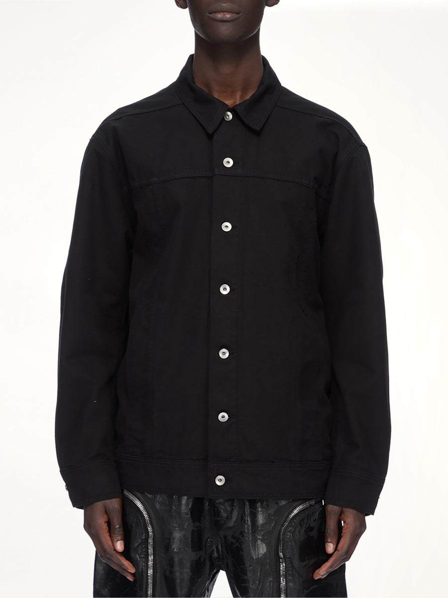 Cotton Canvas Jumbo Worker Denim Jacket in Black