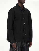 Cotton Canvas Jumbo Worker Denim Jacket in Black