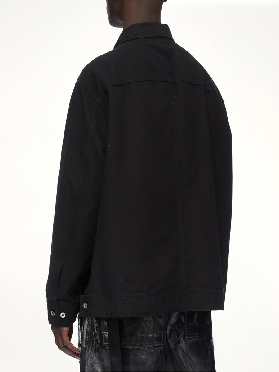 Cotton Canvas Jumbo Worker Denim Jacket in Black