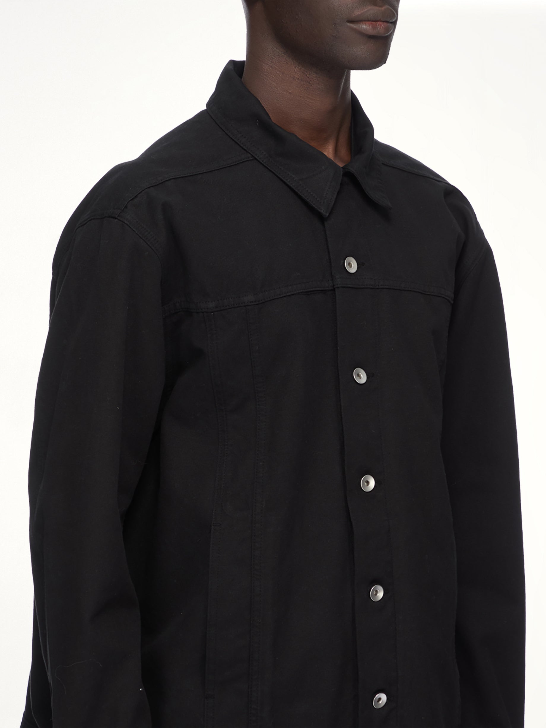 Cotton Canvas Jumbo Worker Denim Jacket in Black