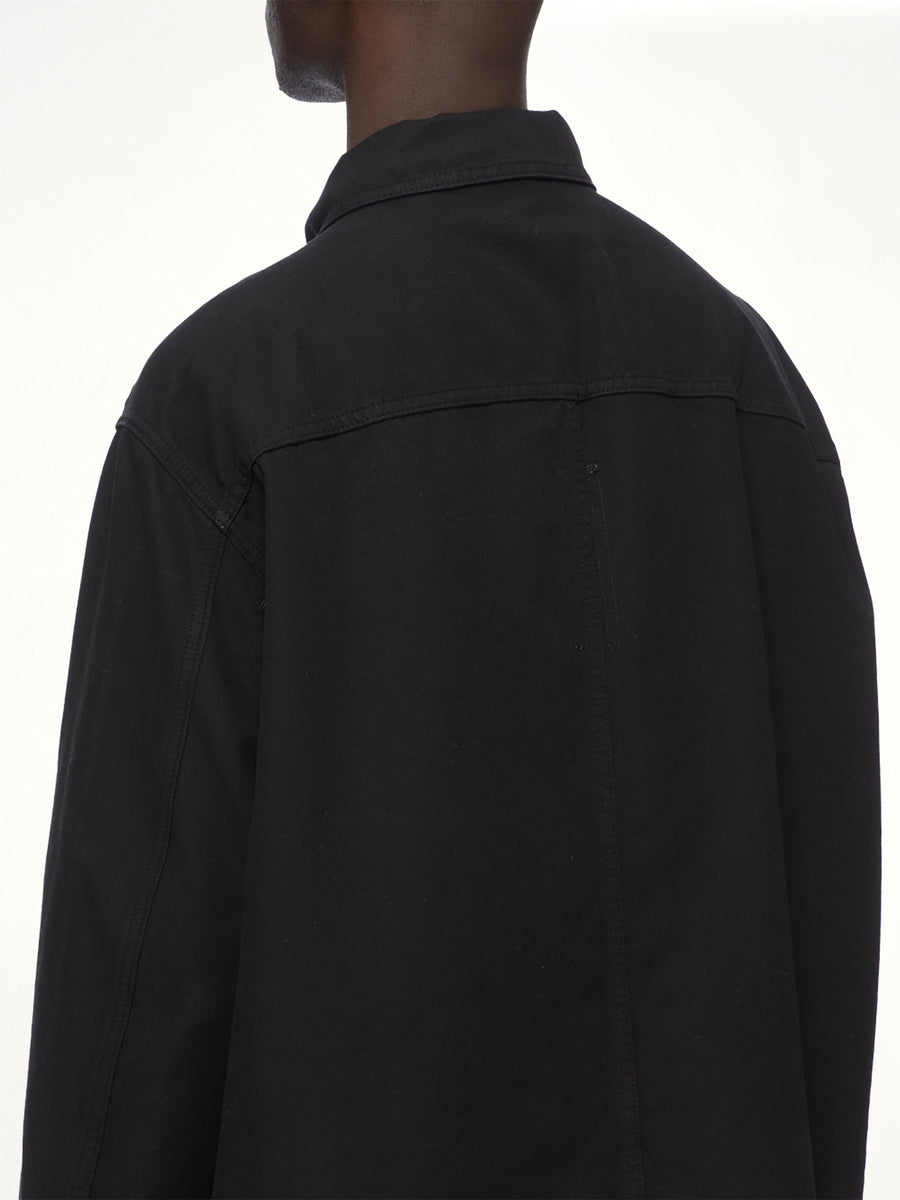 Cotton Canvas Jumbo Worker Denim Jacket in Black