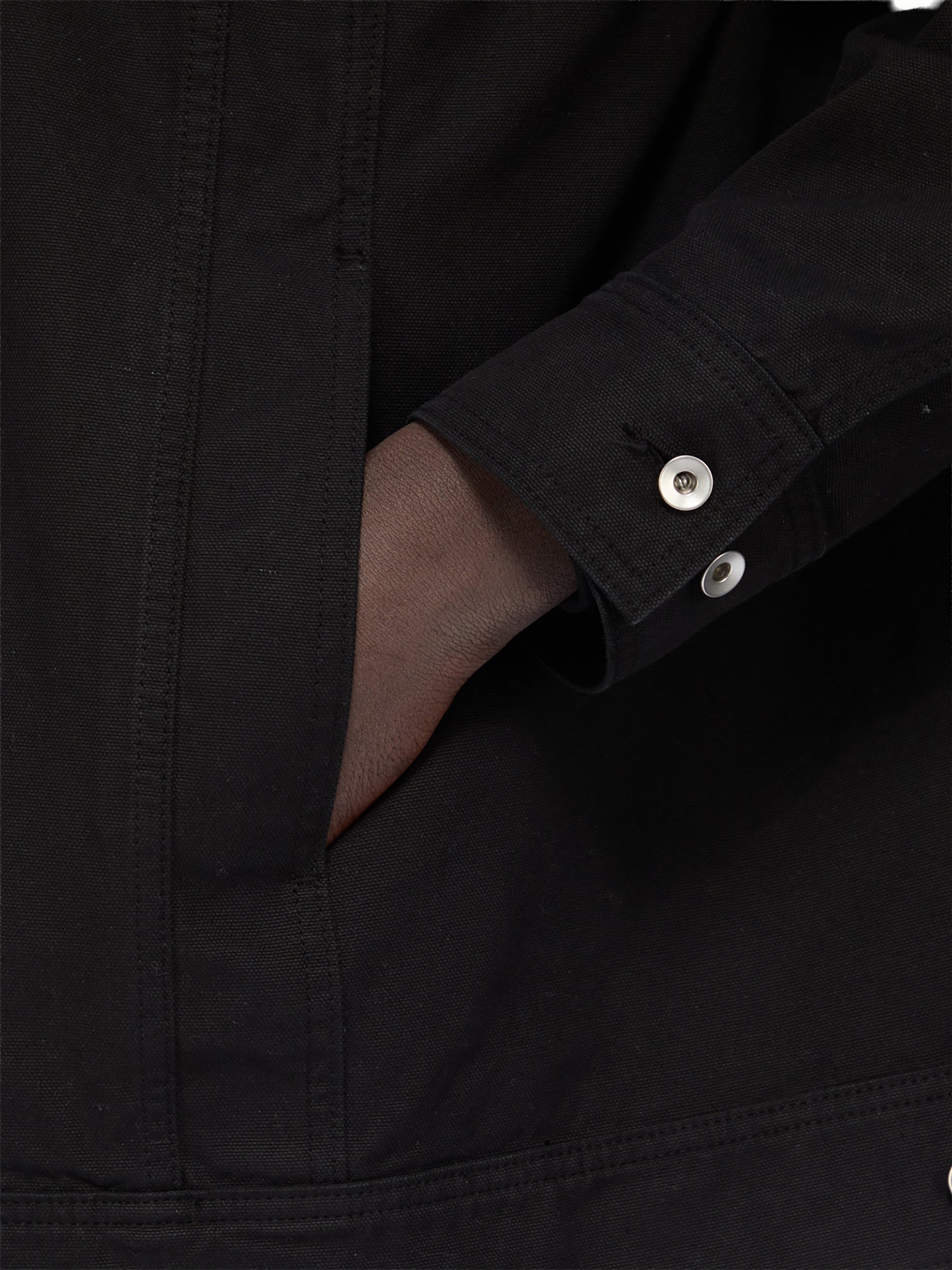 Cotton Canvas Jumbo Worker Denim Jacket in Black