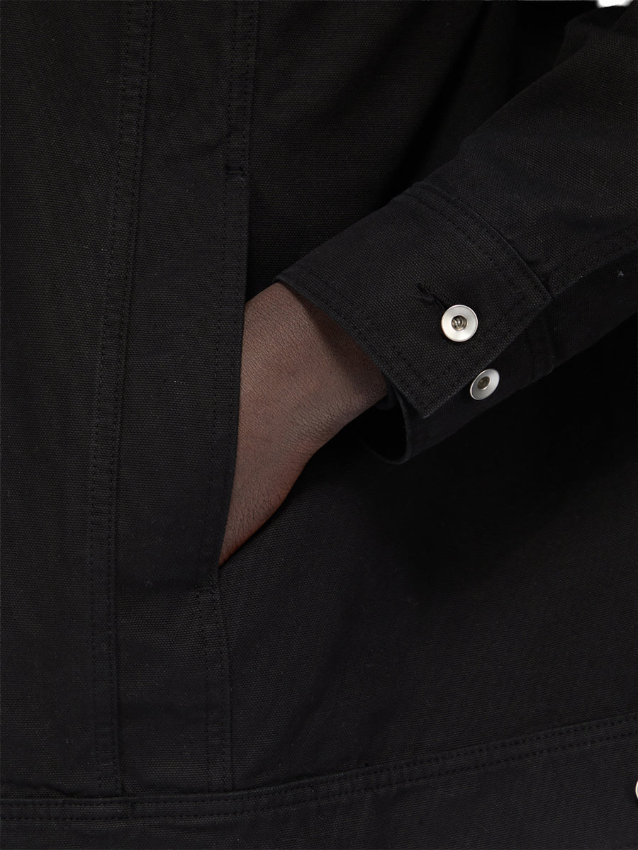 Cotton Canvas Jumbo Worker Denim Jacket in Black