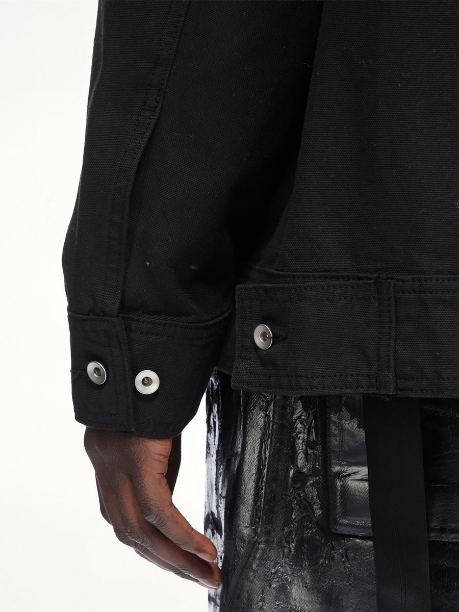 Cotton Canvas Jumbo Worker Denim Jacket in Black