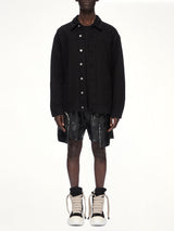 Cotton Canvas Jumbo Worker Denim Jacket in Black