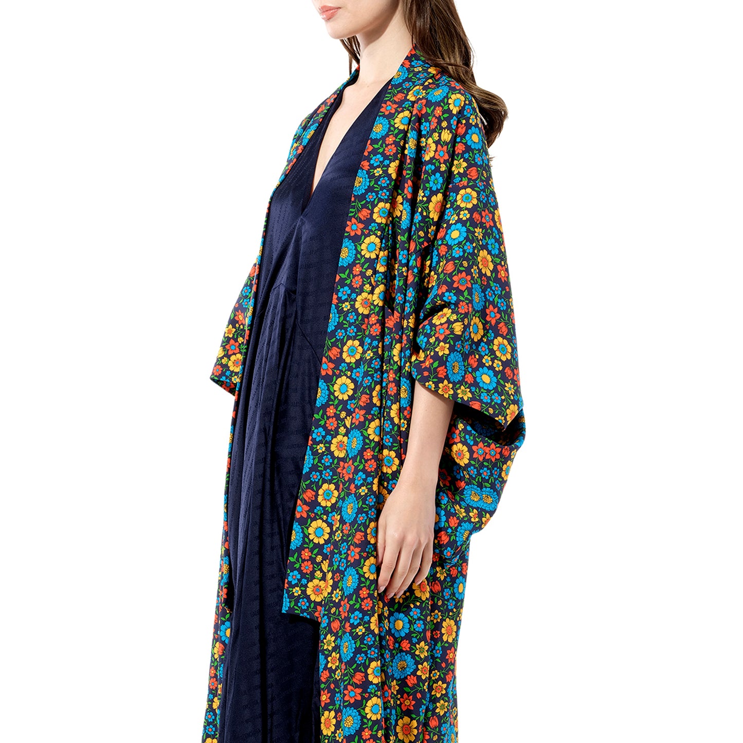 Double Kaftan Kimono Coat in Blue