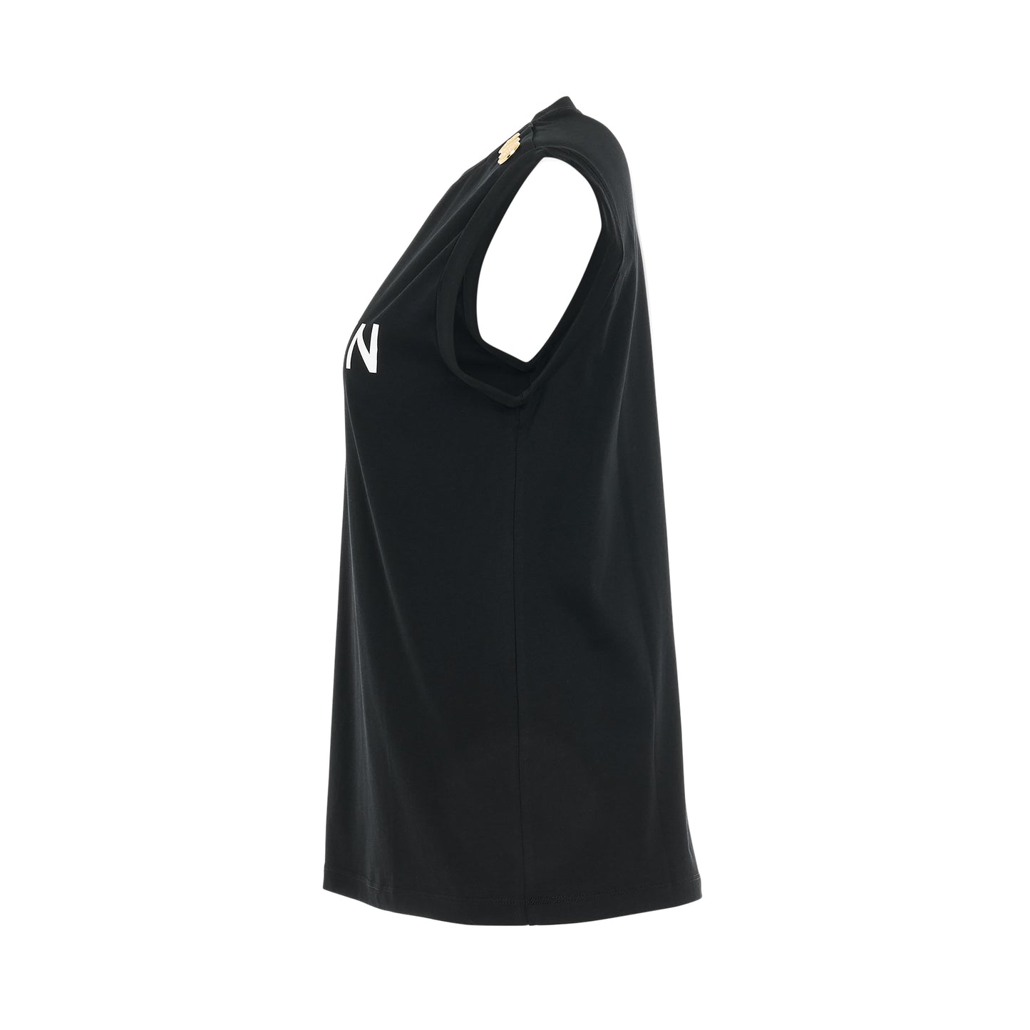 3 Buttons Logo Tank Top in Black