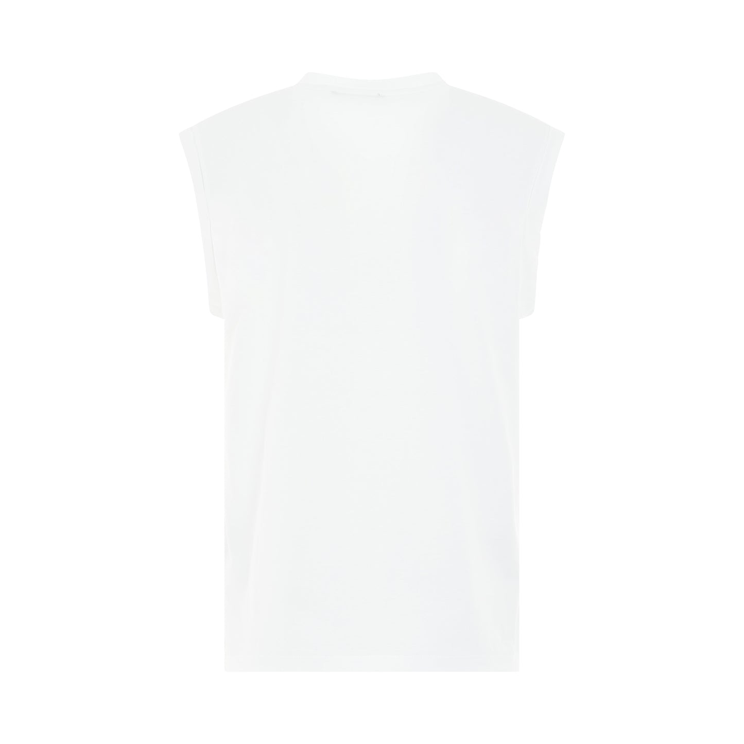 3 Buttons Flock Logo Tank Top in White