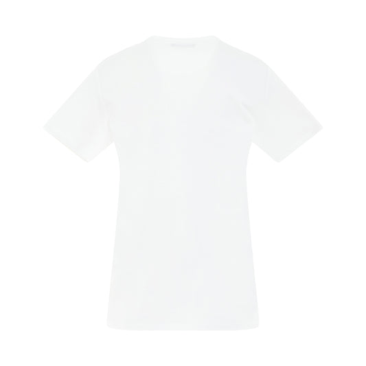 3 Buttons Flock Logo T-Shirt in White