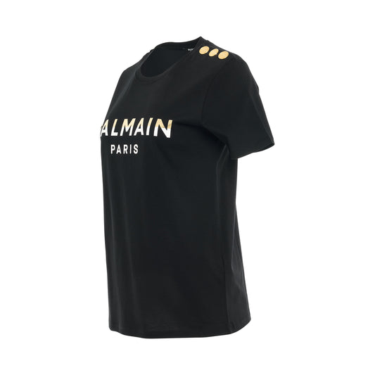 3 Buttons Foil Logo T-Shirt in Black/Gold