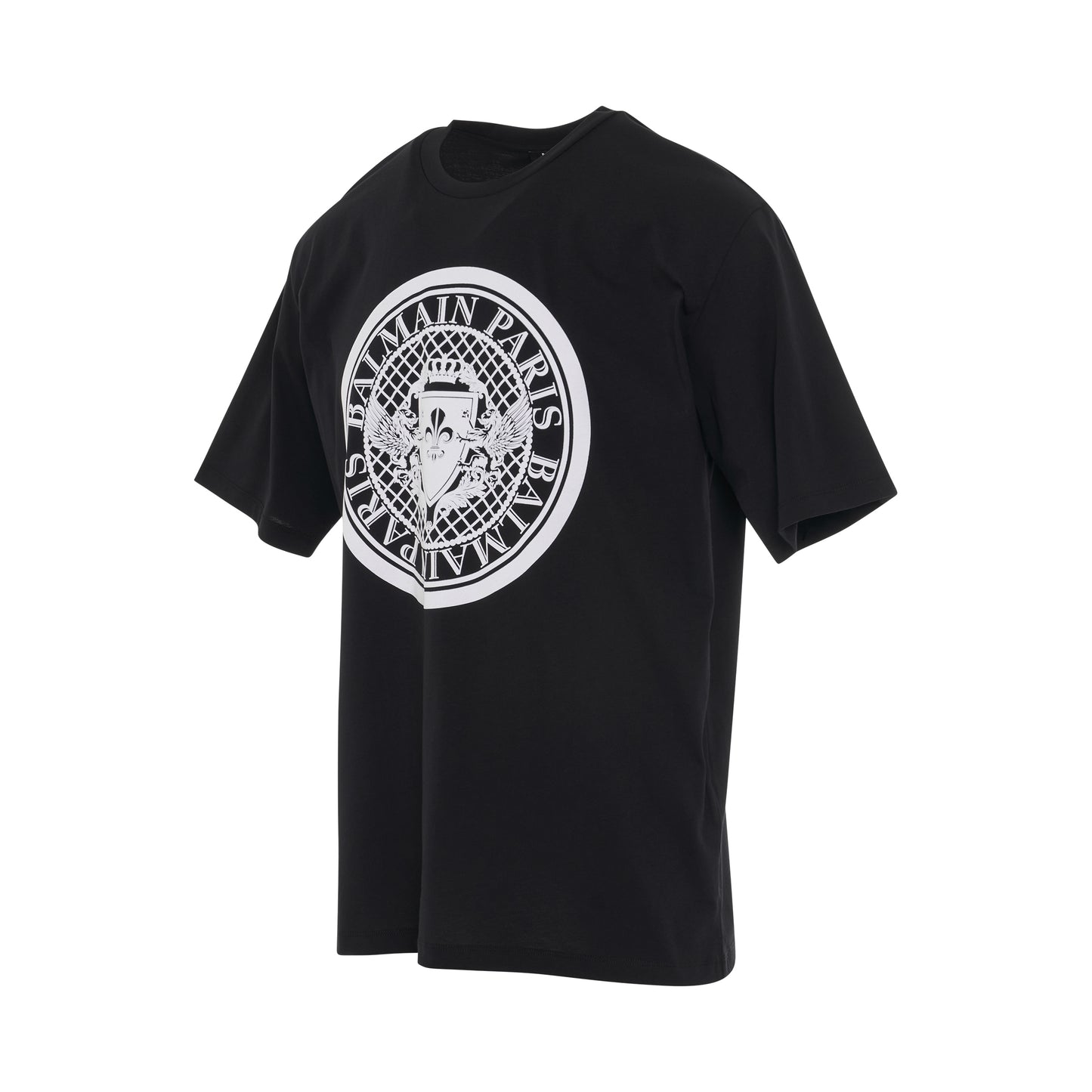 Coin Flock Straight Fit T-Shirt in Black/White