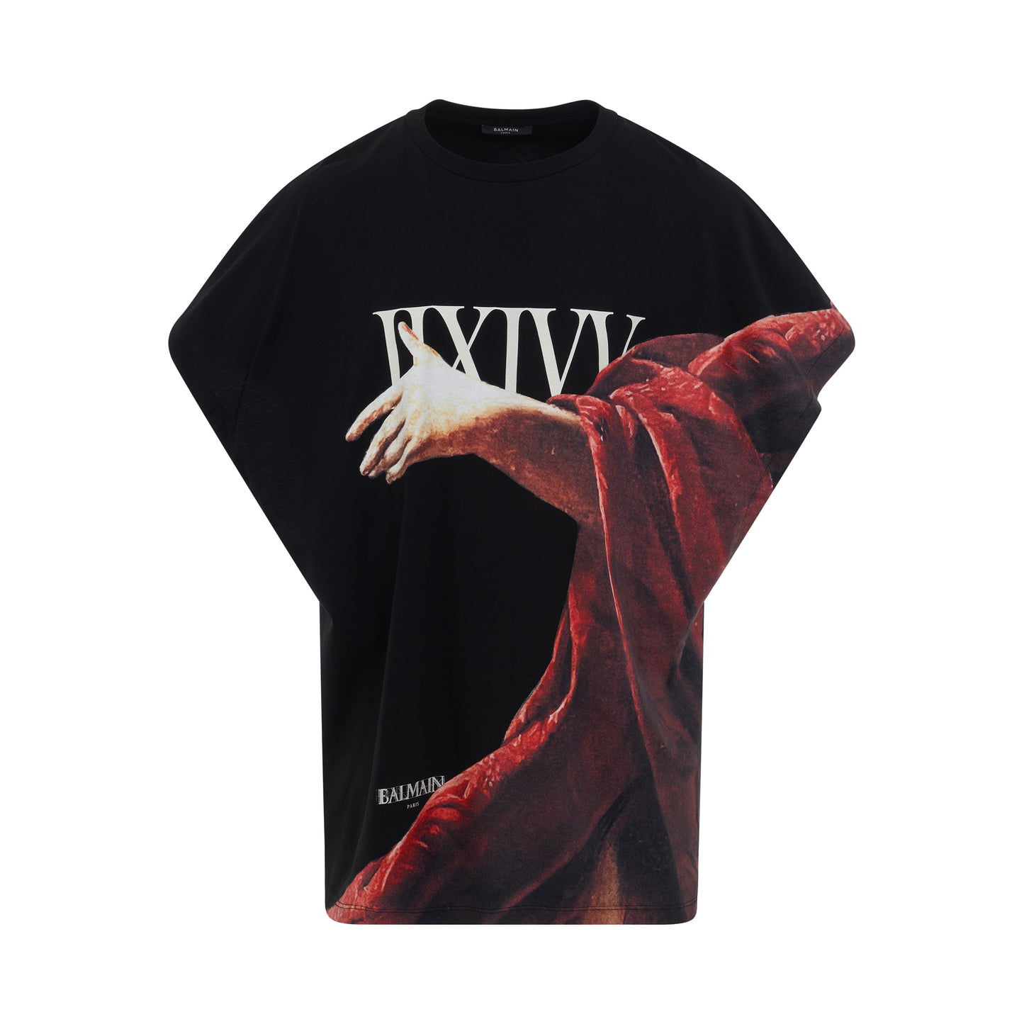 Statue Printed Bulky Fit T-Shirt in Black/Red/Light Beige