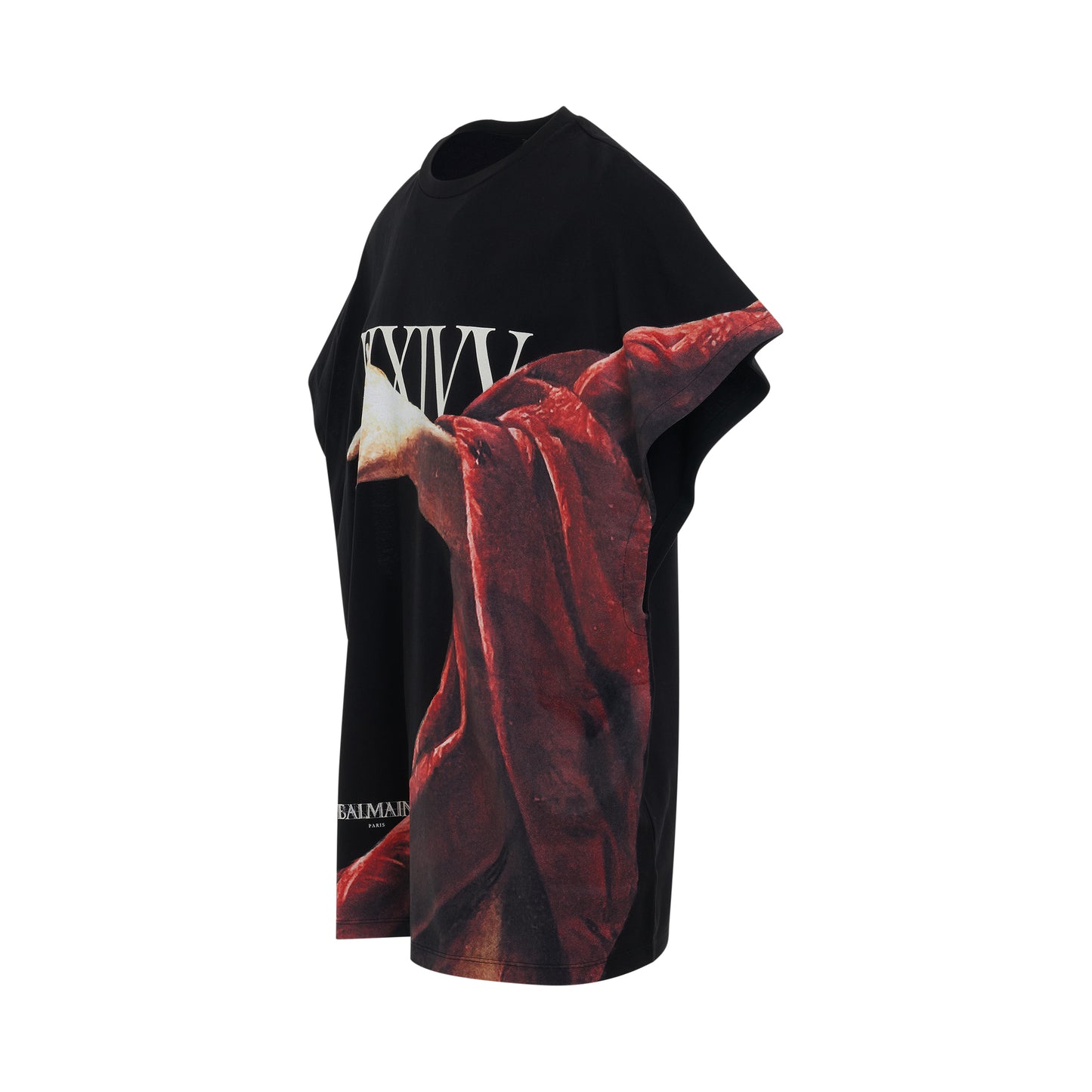 Statue Printed Bulky Fit T-Shirt in Black/Red/Light Beige