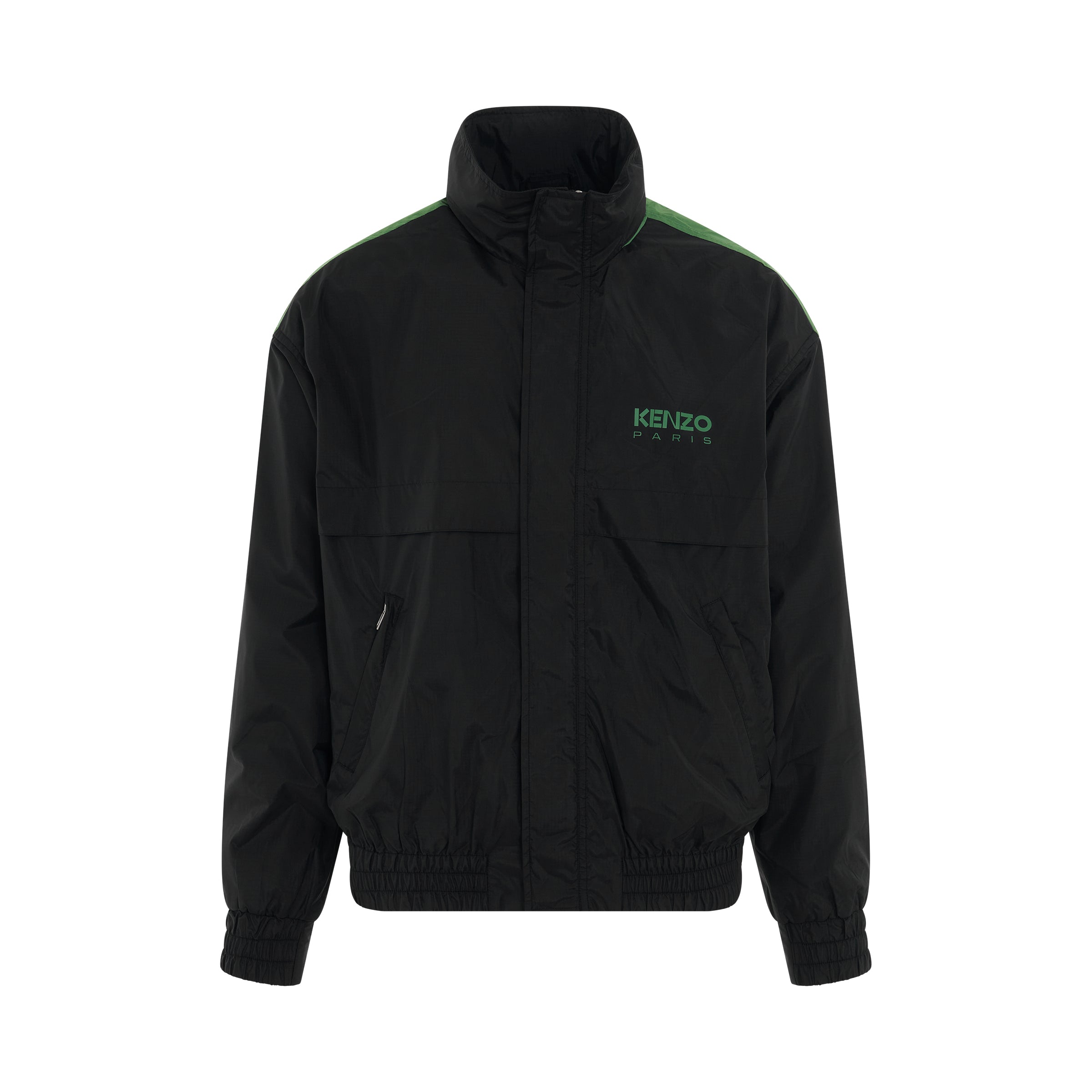 Logo High Neck Windbreaker in Black