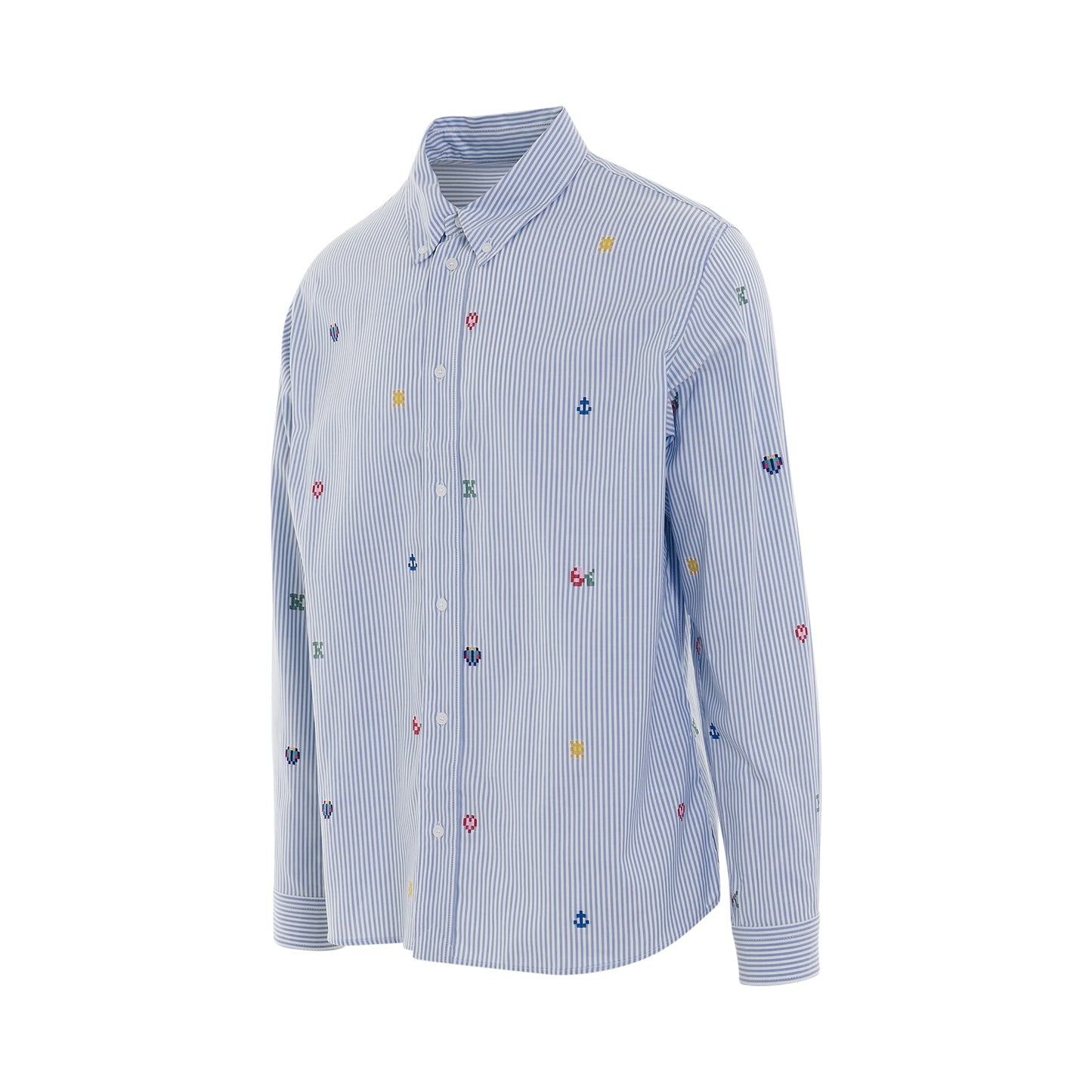 Pixel Striped Casual Shirt in Light Blue