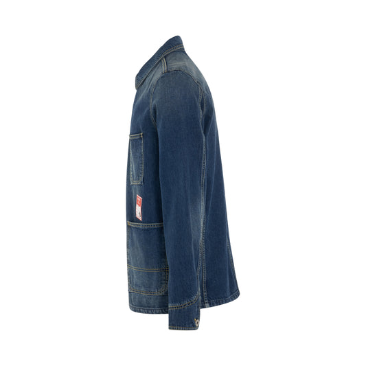 Workwear Denim Jacket in Dark Stone Blue Denim