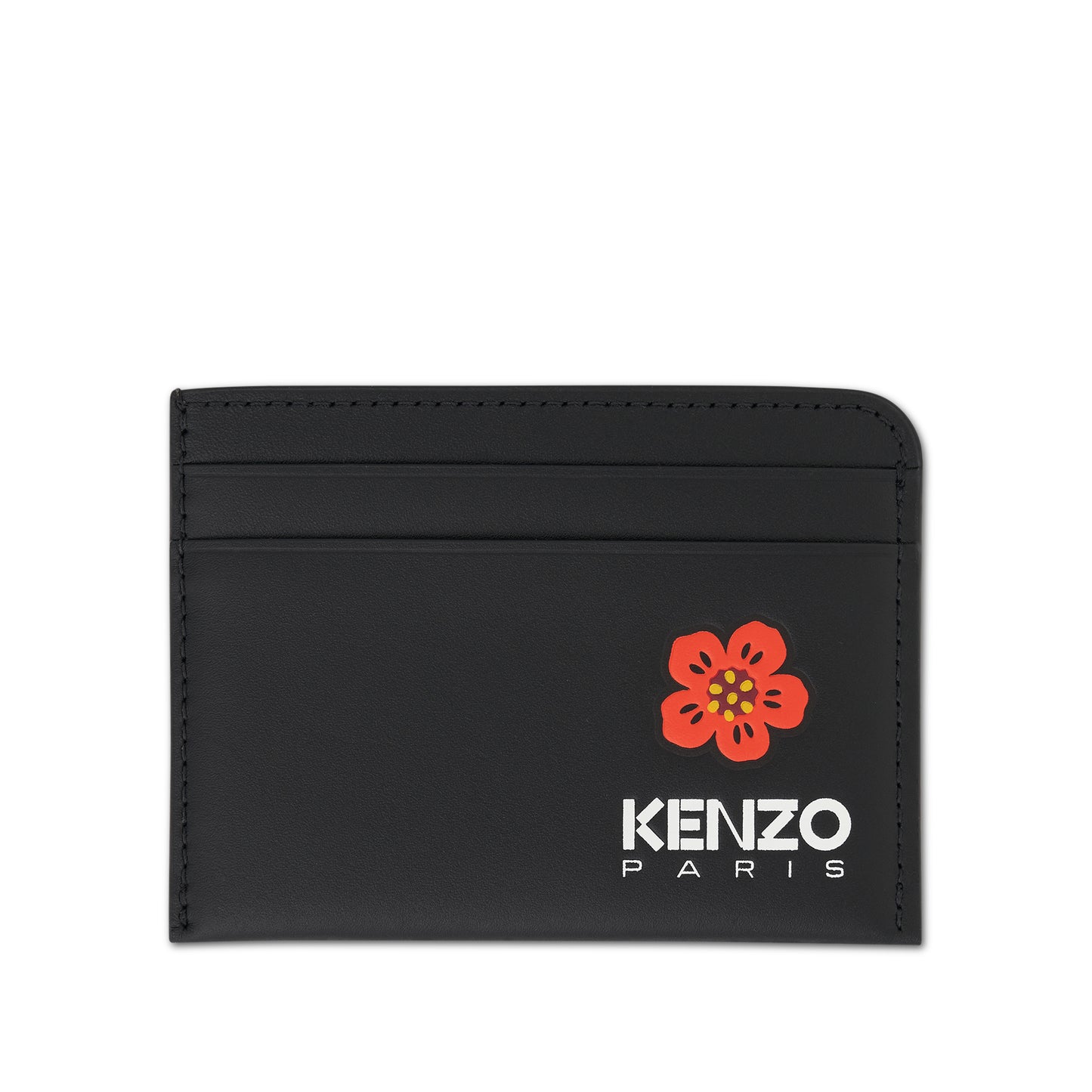 Boke Flower Leather Card Holder in Black