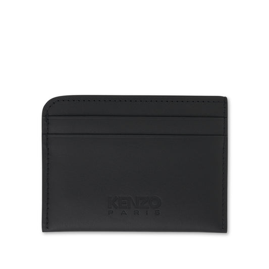 Boke Flower Leather Card Holder in Black