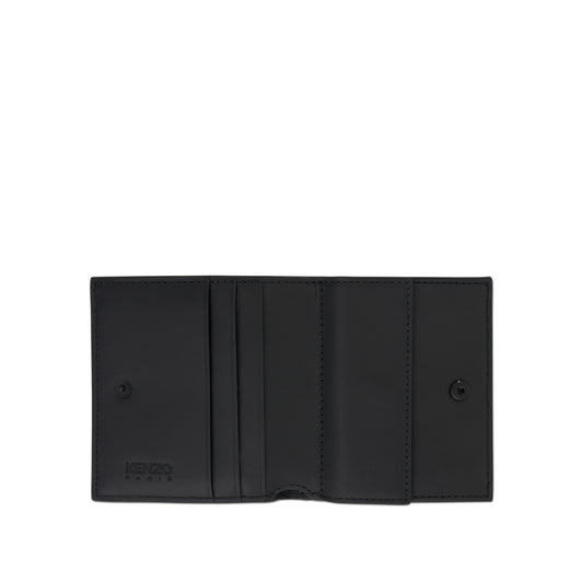 Boke Flower Leather Wallet in Black