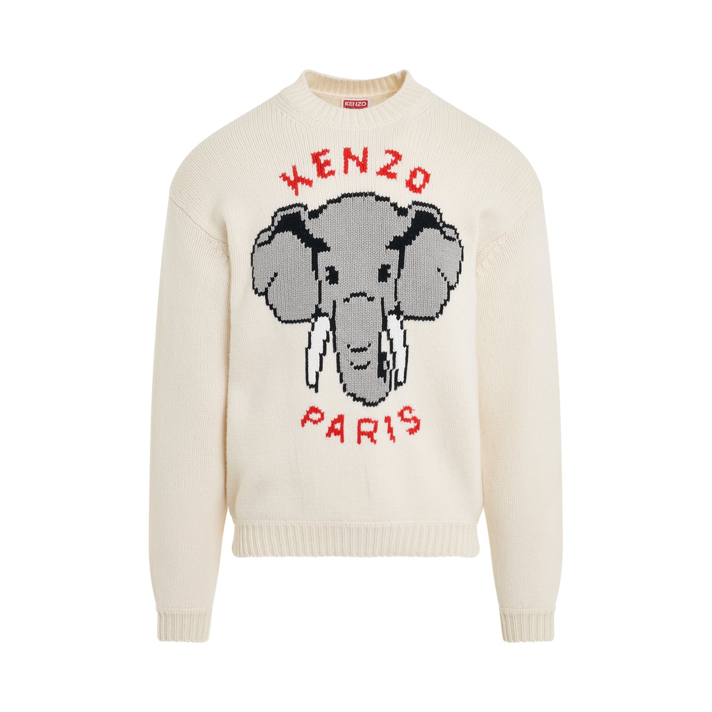Kenzo Elephant Knit Sweater in Off White