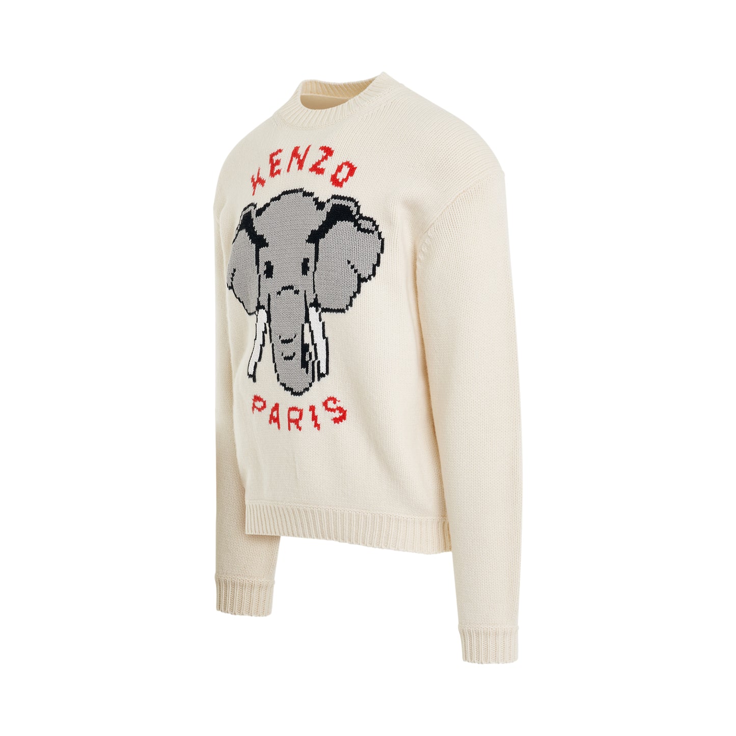 Kenzo Elephant Knit Sweater in Off White