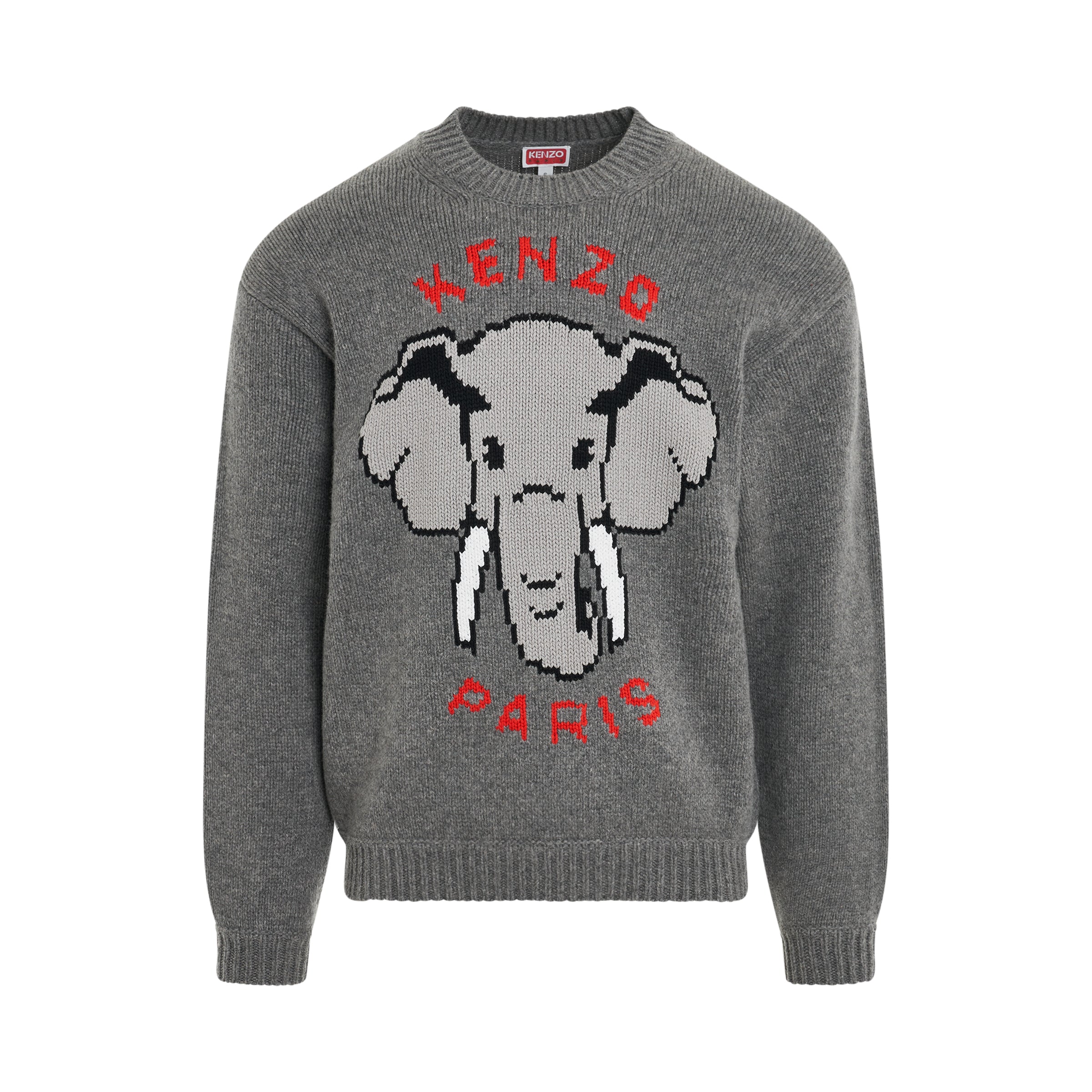 Kenzo Elephant Knit Sweater in Misty Grey