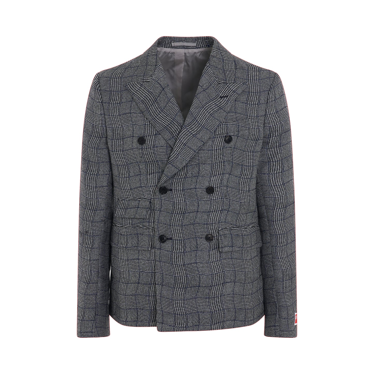 Wavy Check Suit Jacket in Black