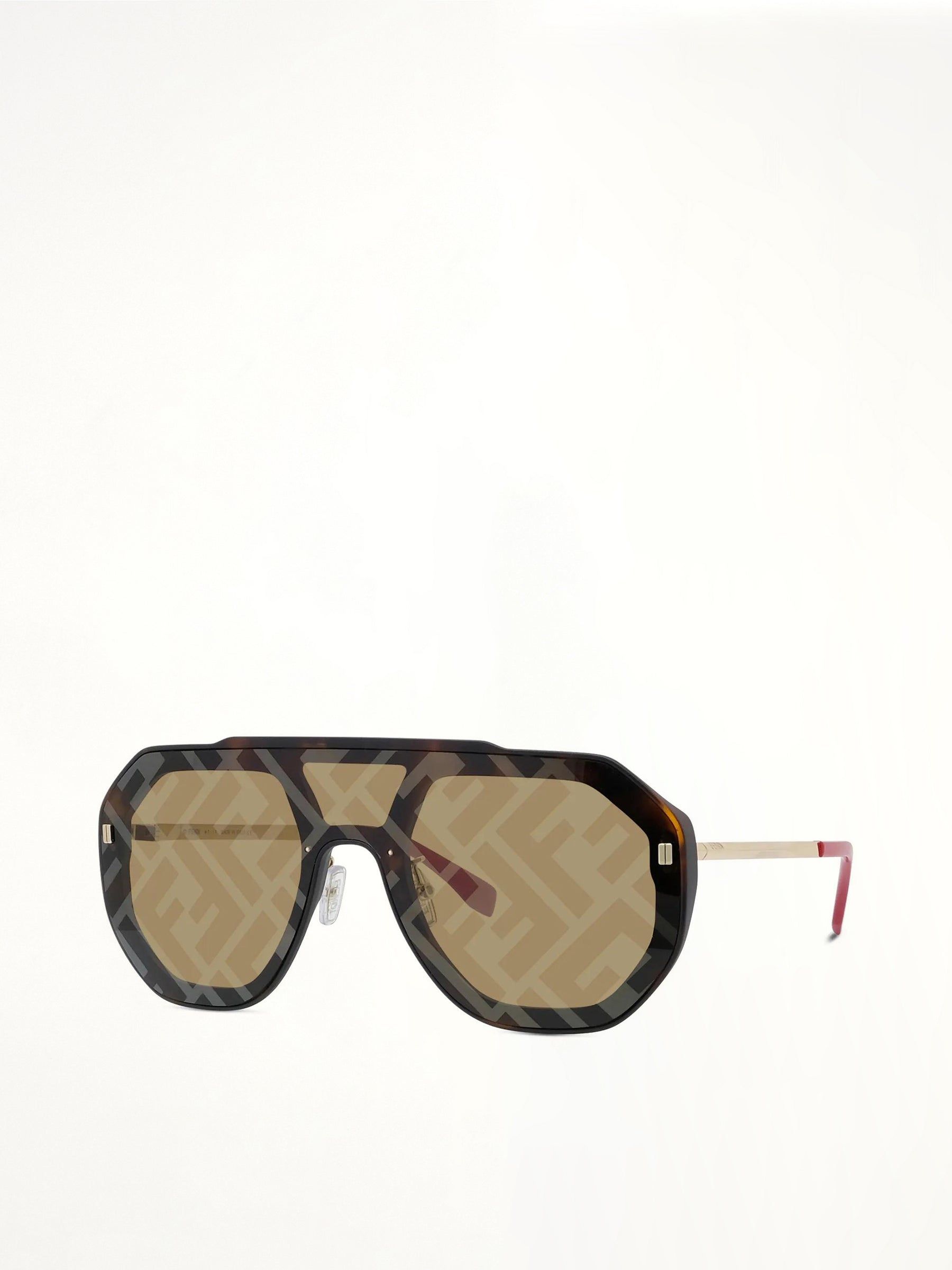 Fendi FE40006U 0052G Aviator Sunglasses in Havana/Grey