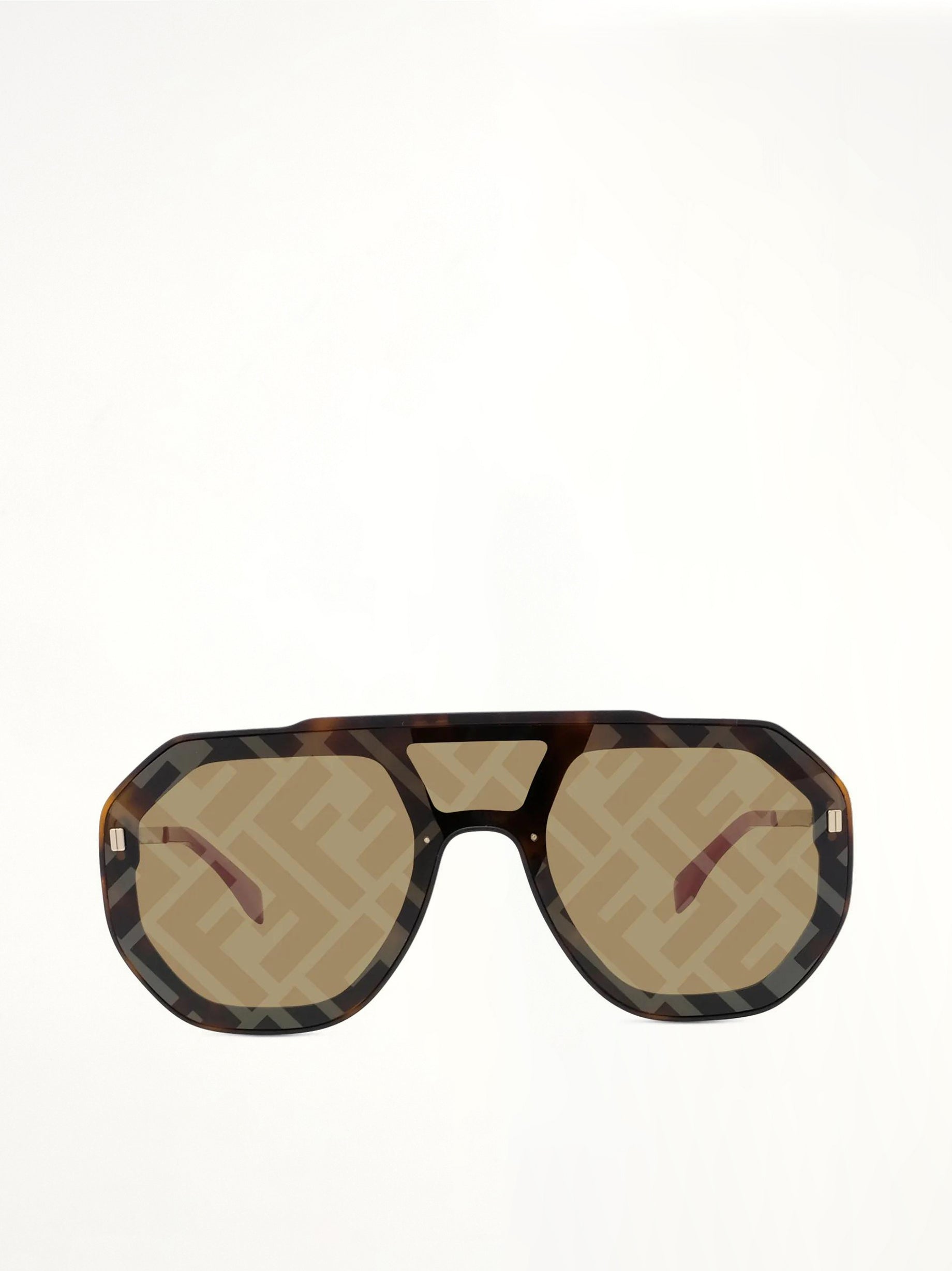 Fendi FE40006U 0052G Aviator Sunglasses in Havana/Grey