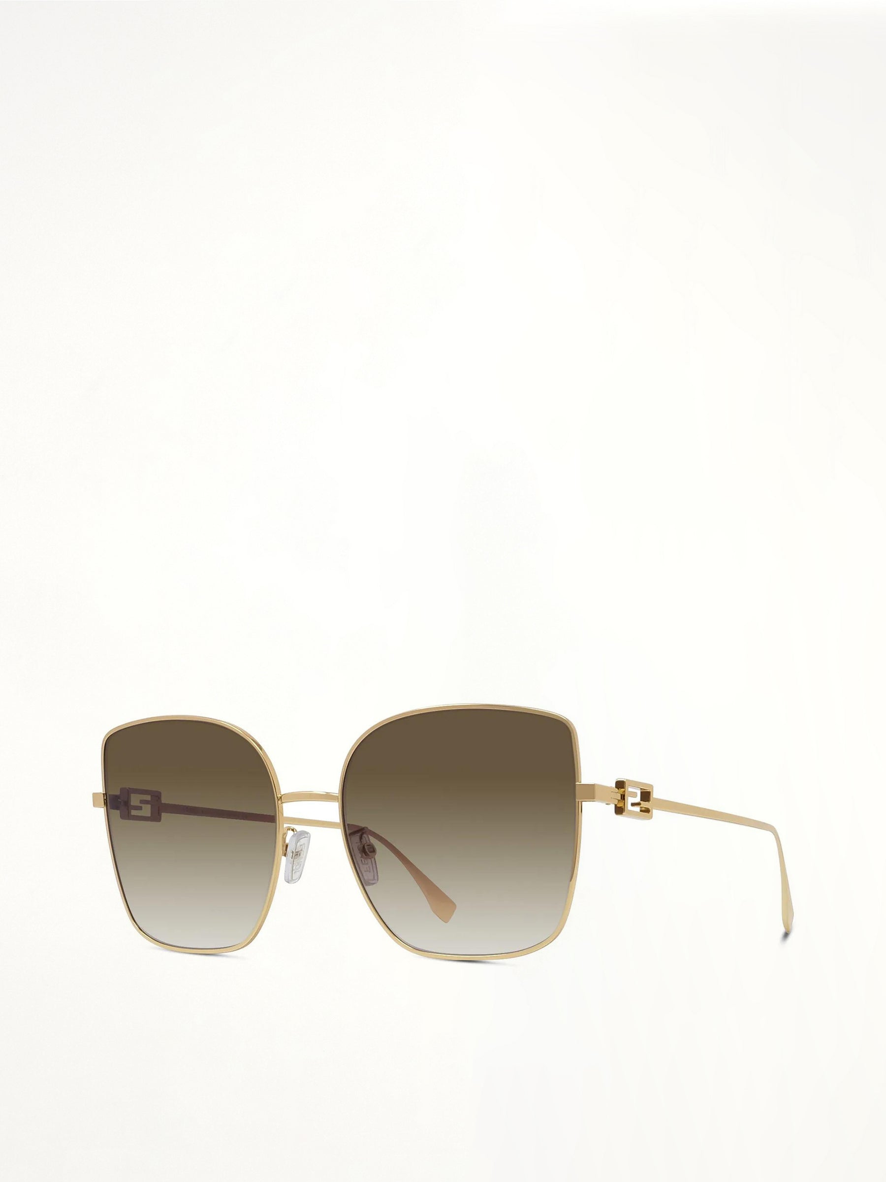 Fendi FE40013U 5930F Rectangle Sunglasses in Gold