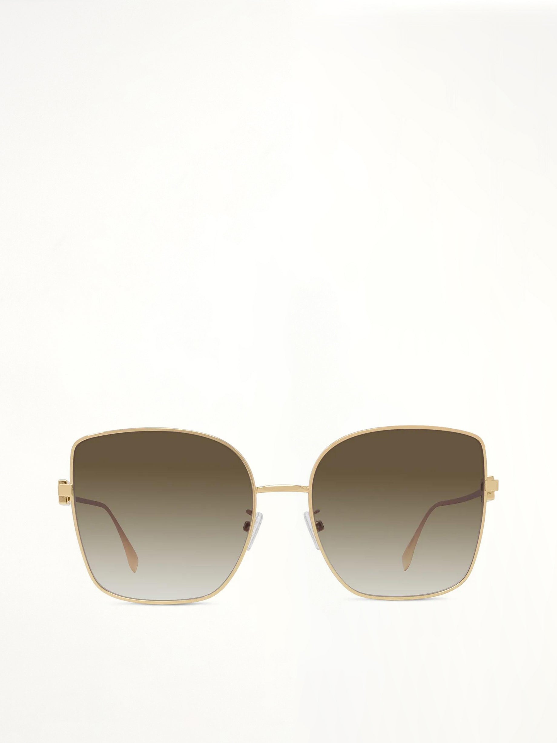 Fendi FE40013U 5930F Rectangle Sunglasses in Gold