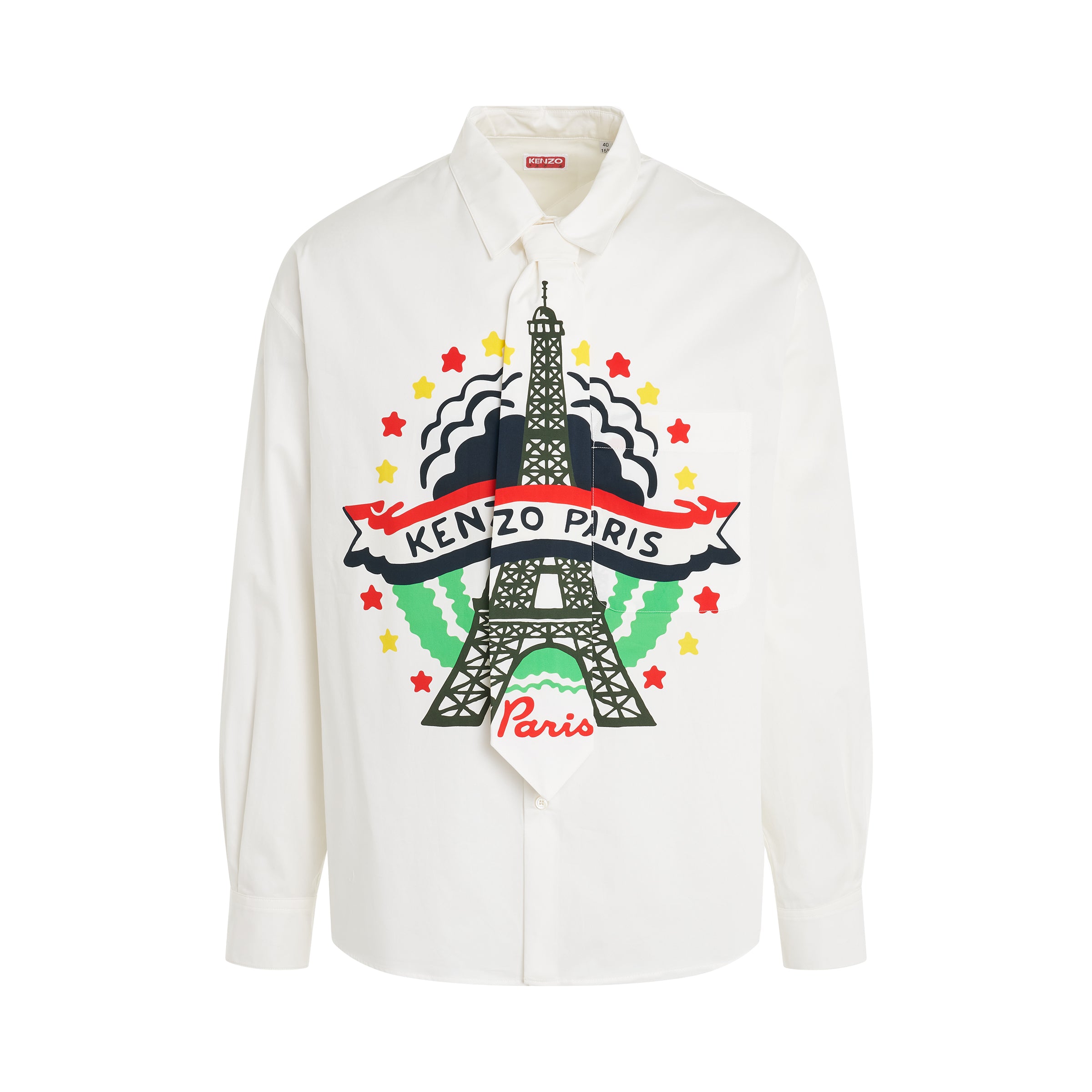 Kenzo Drawn Varsity Tie Shirt in White