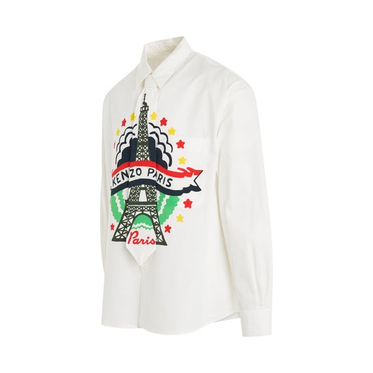 Kenzo Drawn Varsity Tie Shirt in White